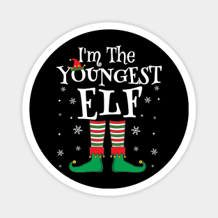 I'm The Youngest Elf Matching Family Christmas Pajama Shirt Magnet